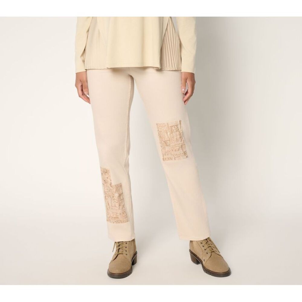 SUNNYLiFE Women's Pants Sz 8 Patchwork Ankle Jeans White A700714